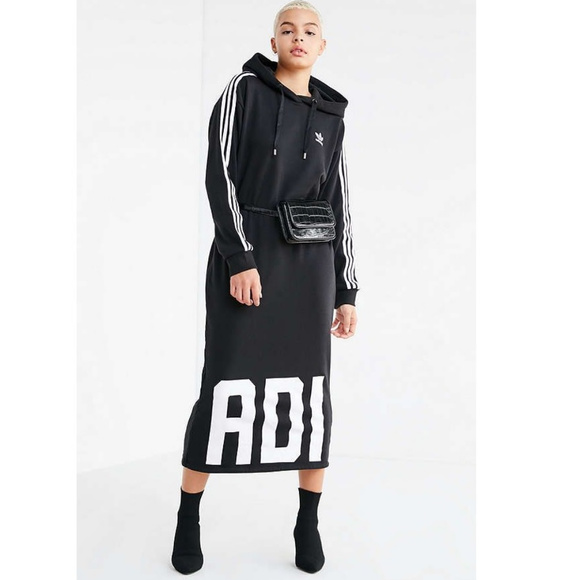 adidas Dresses | Original Bold Age Hoodie Midi Dress Xs adidas Originals Bold Age Hoodie Sweatshirt Midi Dress